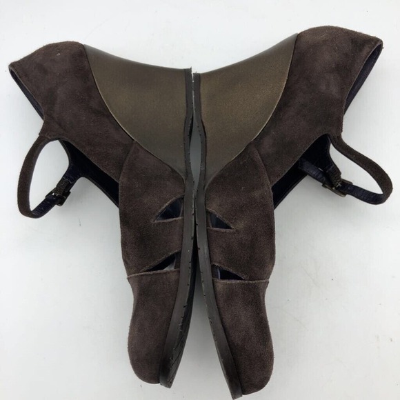 Donald J Pliner Womens Mary Jane Dress Shoes Brown Suede Wedge Heels Cap Toe 7 M - Picture 4 of 10